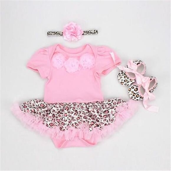 Reborn Baby Doll Clothes 20 23 Inch Pink Tutu Dress Set with Shoes Headband - Picture 2 of 2